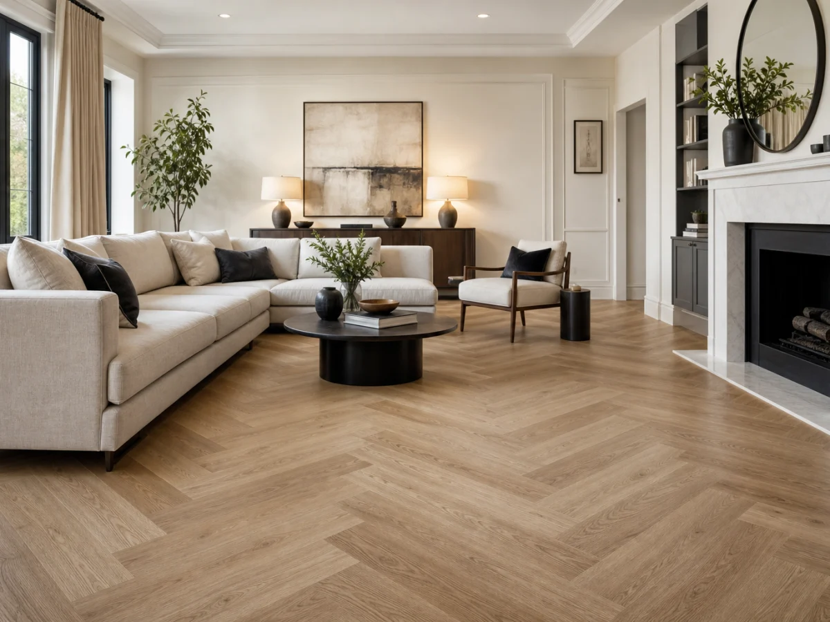 Cronafloor Herringbone в гостиной