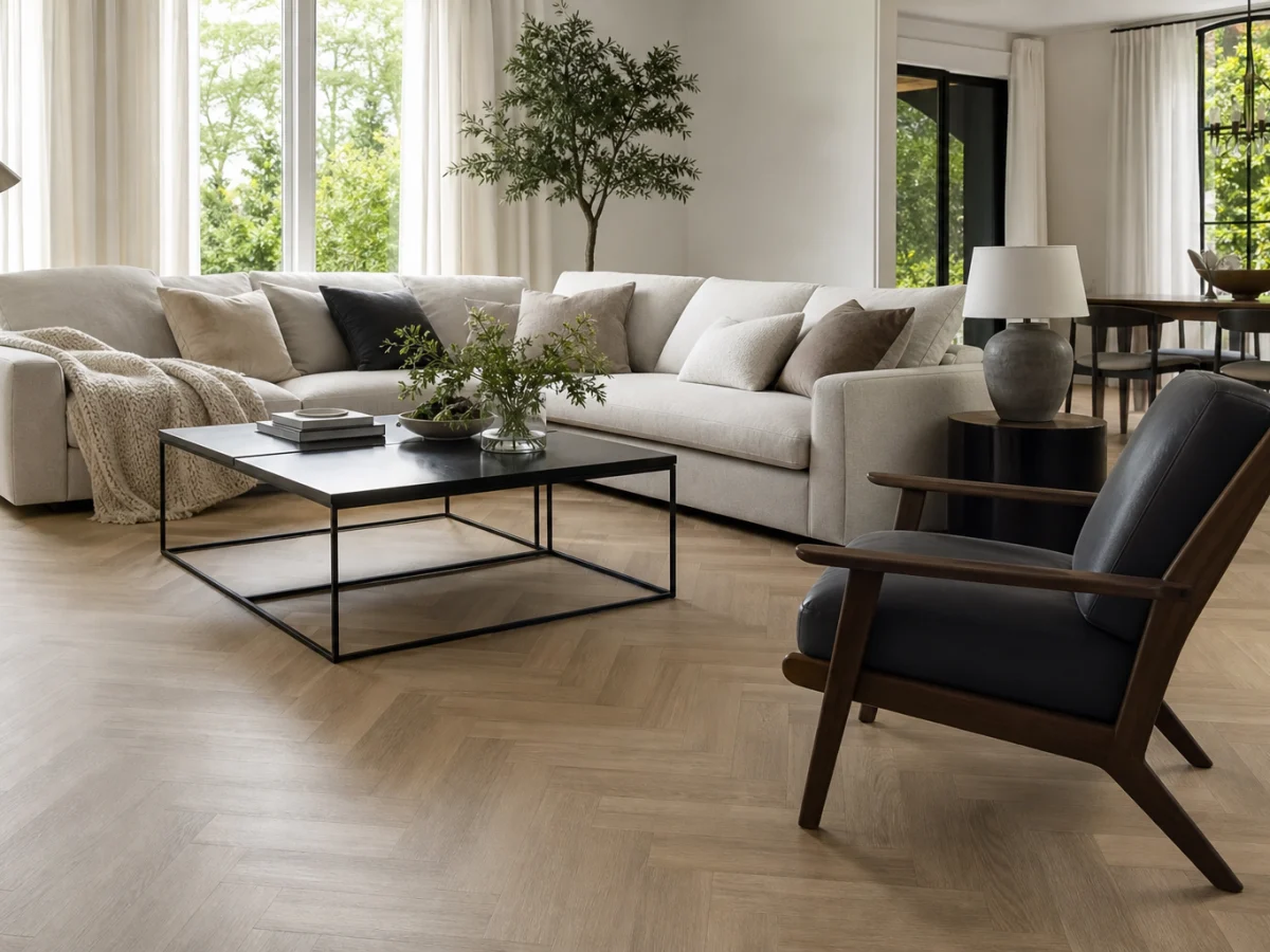 Vinilam Herringbone в гостиной