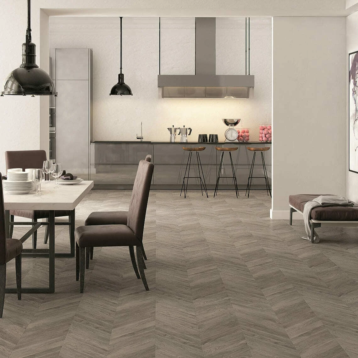 Ламинат Фаус Мастерписес Серый Шеврон (Faus Masterpieces Grey Chevron) 33 кл. от поставщика Консалт Паркет, детальное фото