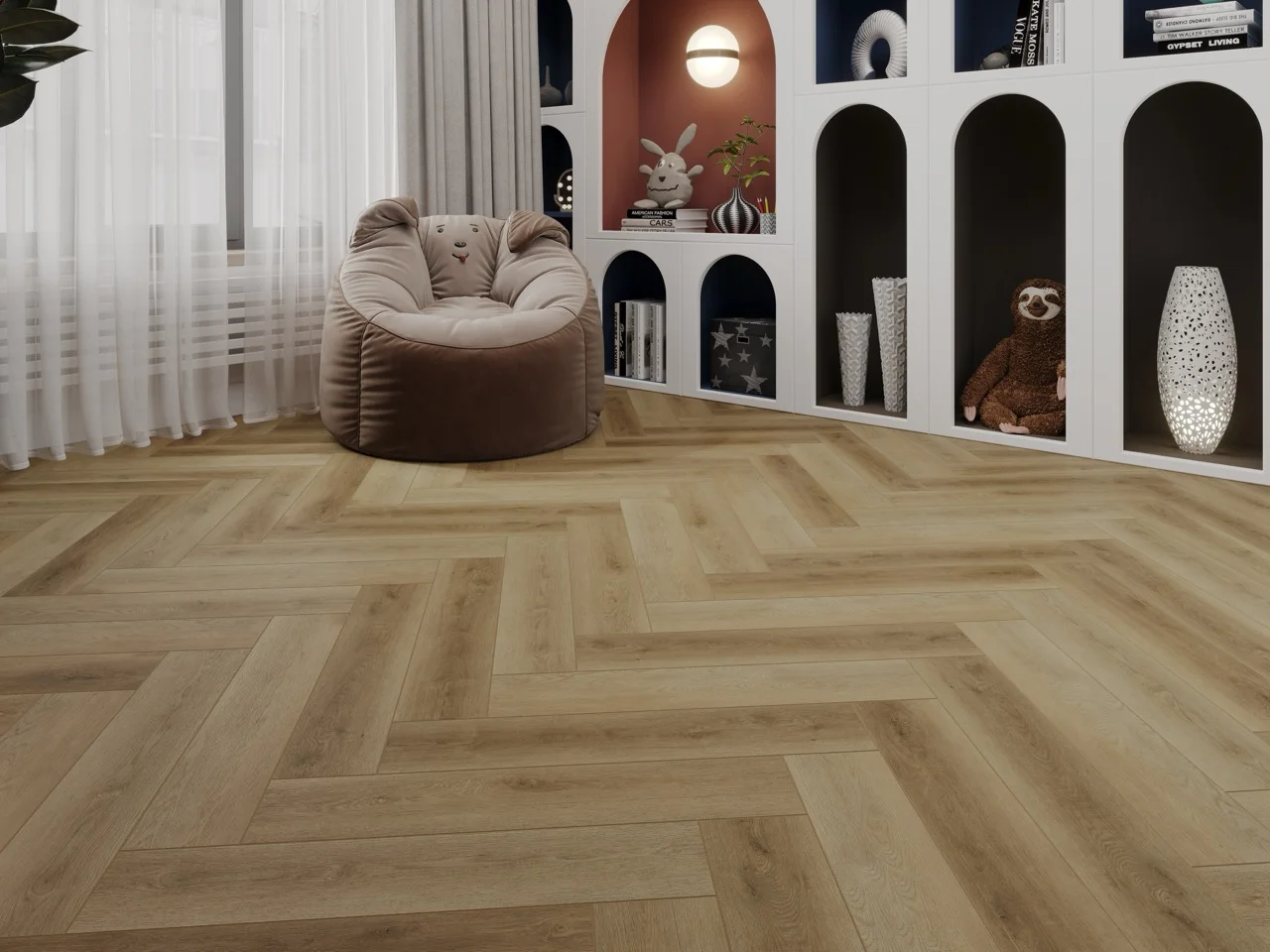 Кварц-винил (ПВХ плитка) КронаФлор Ёлочка 2.0 Дуб Лимож H020 (CronaFloor Herringbone) 42 кл. от поставщика Консалт Паркет, детальное фото