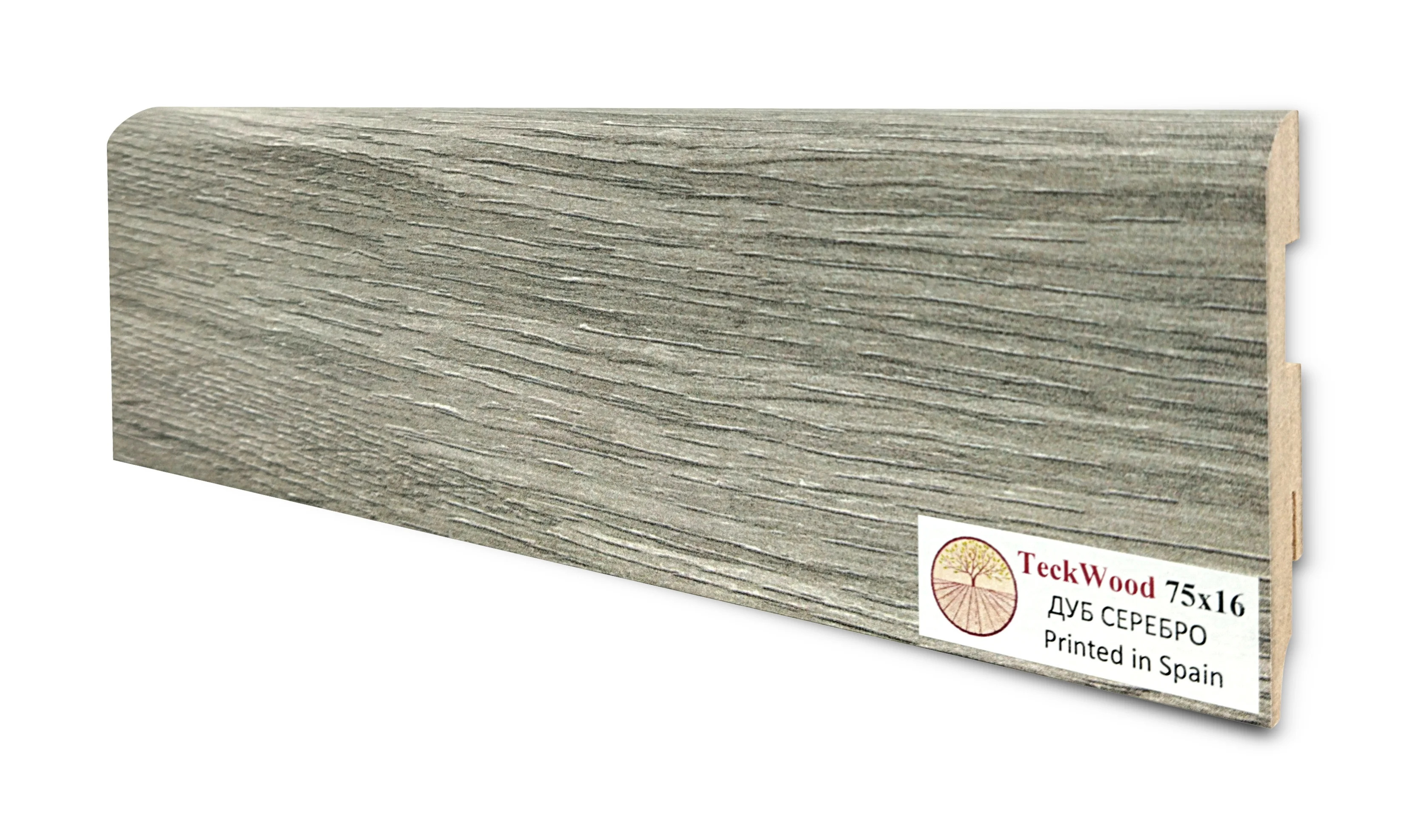 Купить Плинтус Теквуд Дуб Серебро (75*16) (Teckwood)  кл. от поставщика Консалт Паркет, детальное фото