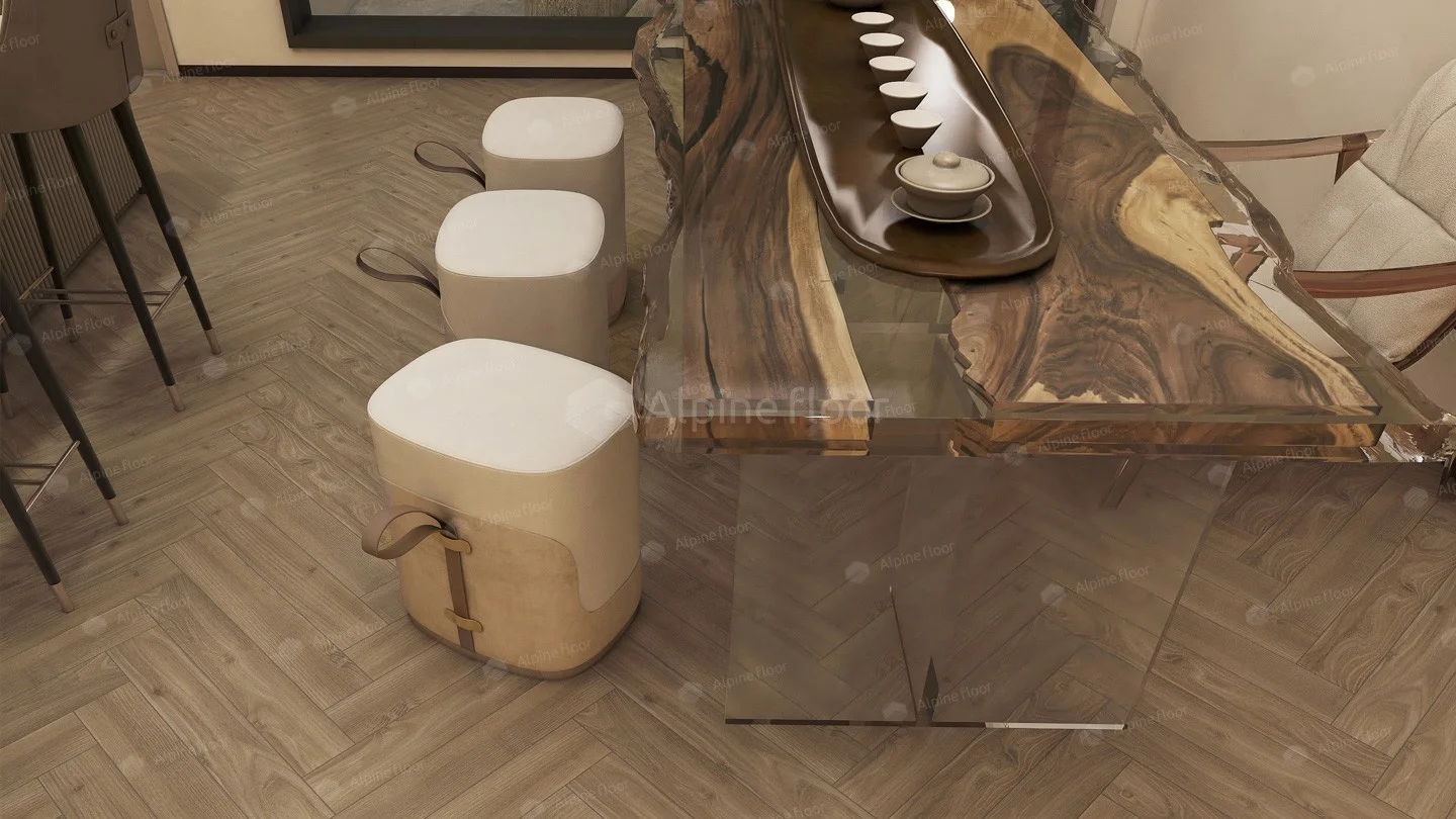 Ламинат Альпайн Флор Ориджинал Ёлочка 12 мм Дуб Калабрия (Alpine Floor Original Herringbone) 34 кл. от поставщика Консалт Паркет, детальное фото