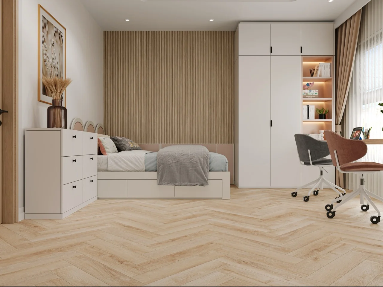 Кварц-винил (ПВХ плитка) КронаФлор Ёлочка 4V Дуб Дижон H010 (CronaFloor Herringbone) 42 кл. от поставщика Консалт Паркет, детальное фото
