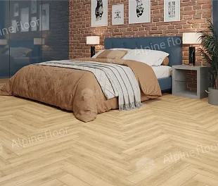 Ламинат Альпайн Флор Ориджинал Ёлочка 8 мм Дуб Шампань (Alpine Floor Original Herringbone)