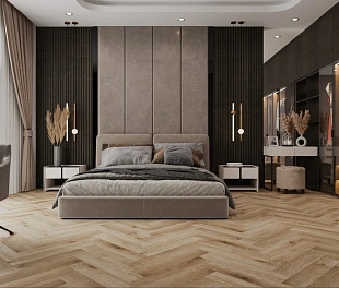 Кварц-винил (ПВХ плитка) КронаФлор Ёлочка 4V Дуб Монпелье H004 (CronaFloor Herringbone)