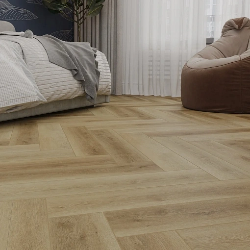 Кварц-винил (ПВХ плитка) КронаФлор Ёлочка 2.0 Дуб Лимож H020 (CronaFloor Herringbone)
