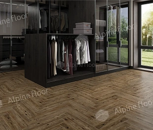 Ламинат Альпайн Флор Ориджинал Ёлочка 12 Про Дуб Бордо (Alpine Floor Original Herringbone Pro)