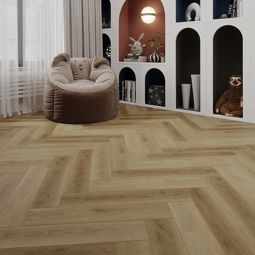 Кварц-винил (ПВХ плитка) КронаФлор Ёлочка 2.0 Дуб Лимож H020 (CronaFloor Herringbone)