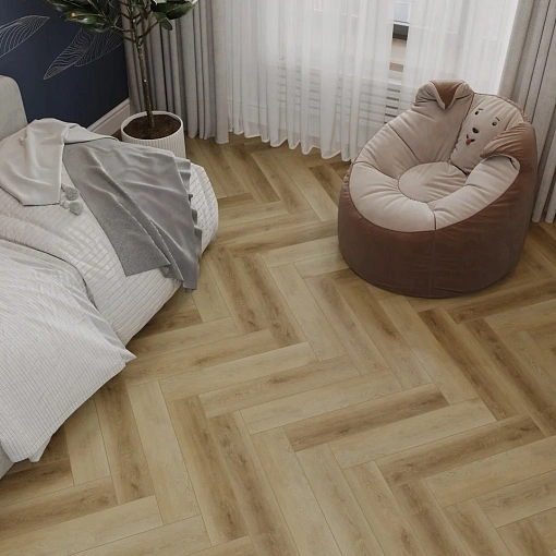 Кварц-винил (ПВХ плитка) КронаФлор Ёлочка 2.0 Дуб Лимож H020 (CronaFloor Herringbone)
