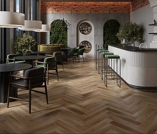 Кварц-винил (ПВХ плитка) КронаФлор Ёлочка 2.0 Дуб Авиньон H019 (CronaFloor Herringbone)