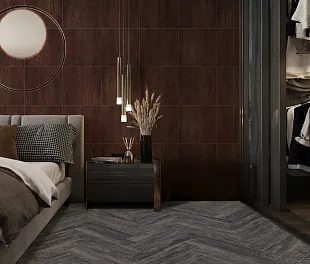Кварц-винил (ПВХ плитка) КронаФлор Ёлочка 4V Дуб Бордо H006 (CronaFloor Herringbone) — фото 2