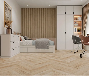 Кварц-винил (ПВХ плитка) КронаФлор Ёлочка 4V Дуб Дижон H010 (CronaFloor Herringbone)